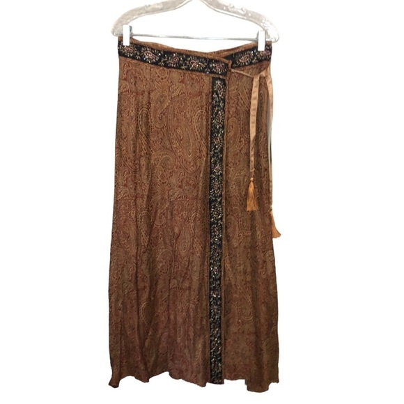 Soft Surroundings Paisley beaded embellished midi skirt - Picture 1 of 6